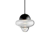 DESIGN BY US Nutty LED pendant light, clear/black, Ø 18.5 cm, glass