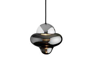 DESIGN BY US Nutty LED pendant light, smoke grey/chrome, Ø 18.5 cm, glass