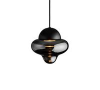 DESIGN BY US Nutty LED pendant light, smoky grey/black, Ø 18.5 cm, glass