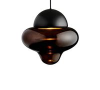 DESIGN BY US Nutty XL LED pendant light, brown/black, Ø 30 cm, glass