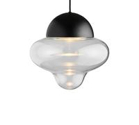 DESIGN BY US Nutty XL LED pendant light, clear/black, Ø 30 cm, glass