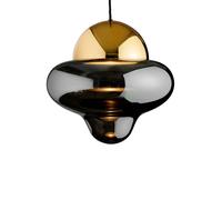 DESIGN BY US Nutty XL LED pendant light, smoky grey/gold, Ø 30 cm