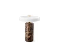 DESIGN BY US Trip LED rechargeable table lamp, brown / white, marble, glass, IP44