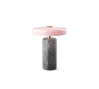DESIGN BY US Trip LED rechargeable table lamp, grey / pink, marble, glass, IP44