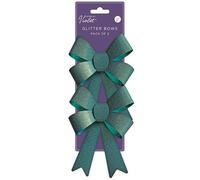 Design By Violet 2 Pack Green Glitter Christmas Bows - Gift Wrapping & Festive Decorations
