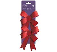 Design By Violet 2 Pack Red Glitter Christmas Bows - Gift Wrapping & Festive Decorations