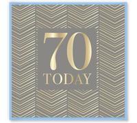Design By Violet 70 Years Birthday Greeting Card Age 70 Happy Birthday Card For Him Man Thoughtful Present Blank Inside With Stylish Herringbone Design 15cm x 15cm