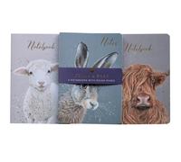 Design By Violet Animals A5 Notebooks - Pack of 3 Ruled Notebooks for Back to School, Animal Lovers, Highland Cow, Lamb and Hare