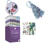 Design By Violet Aspen & Frozen Gift Wrap Set - 3 x 3m Wrapping Paper Rolls with 16 Matching Gift Tags - Silver Holo Foil - Luxury Recyclable Xmas Present Wrap