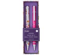 Design By Violet Aurora Double Pack Pen - Elegant Peach & Pink Ballpoint Pens with Floral Pattern & Clip - Stylish Gift for Writers & Stationery Lovers, Perfect for Birthdays & Special Occasions