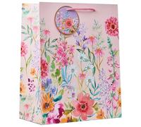 Design By Violet Aurora Gift Bag - Elegant Floral Paper Bag with Pink Rope Handles - Luxury Peach Gift Wrap for Birthdays, Weddings & Special Occasions