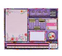 Design By Violet Aurora Stationery Set - Elegant Floral Desk Set with Notepad, Sticky Notes, Paper Clips, Pencils & More - Perfect for Home or Office Organisation