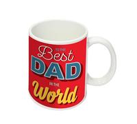 Design By Violet Best Dad in The World Mug - Red Coffee Tea Cup for Father’s Day, Birthday, or Christmas - Gift Present for Dad, Stepdad, Papa - Novelty Hot Drinks Mug for Men - 350ml
