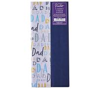 Design By Violet Blue and White Dad Pack of 4 Gift Wrap Tissue Paper for Father’s Day, Birthday, Christmas, Occasions - Printed and Plain - 50cm x 70cm