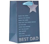 Design by Violet Blue ‘Best Dad’ Gift Bag with Star Gift Tag for Father’s Day, Birthday, Occasion, For Dad, Gift Wrap, Best Dad Ever, Motif and Messages Design - Small Size