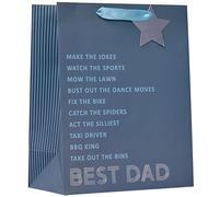 Design by Violet Blue ‘Best Dad’ Gift Bag with Star Gift Tag for Father’s Day, Birthday, Occasion, For Dad, Gift Wrap, Best Dad Ever, Motif and Messages Design - Large Size