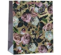 Design By Violet Bramble Rose Beautiful Floral Paper Gift Bag With Flower Gift Tag Spring Birthday Mother's Day Easter Valentines Large