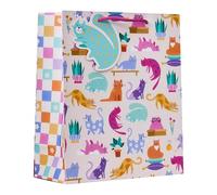 Design By Violet Cattitude Medium Gift Bag - Colourful Cat Illustrations with Playful Printed Interior - Perfect for Cat Lover Gifts, Birthdays, Holidays & Celebrations