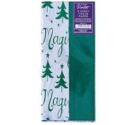 Design by Violet Christmas Green/White Christmas Tree 4 Sheets Decorative Tissue Paper for Gift Wrapping Present Crafts Wrapping Paper 50cm x 70cm - Festive Tissue Paper - Christmas Tissue Paper