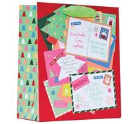 Design By Violet Christmas Naughty List Large Gift Bag - Fun Festive Vibrant Design with Colourful Letter Print and Ribbon Handle - Perfect for Clothes, Toys & Presents