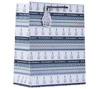 Design By Violet Christmas Penguin Fairisle Large Gift Bag - Elegant Silver Holo Foil Finish with Winter Wonderland Design and Rope Handle - Perfect for Clothes, Toys & Presents