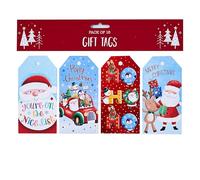 Design by Violet Christmas Santa and Friends Design Gift Tags Xmas - Pack of 16-4 Assorted Designs - Gift Tags for Presents - Gift Wrap for Christmas - Christmas Wrap