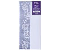 Design by Violet Christmas Silver/White Bauble 4 Sheets Decorative Tissue Paper for Gift Wrapping Present Crafts Wrapping Paper 50cm x 70cm - Festive Tissue Paper - Christmas Tissue Paper