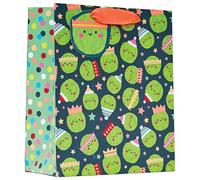 Design By Violet Christmas Sprouts Medium Gift Bag - Bright Printed Design with Playful Sprout Characters and Ribbon Handle - Great for Books, Toys & Small Gifts