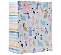 Design By Violet Doodley Dogs Large Gift Bag - Fun Dog Print Present Bag with Rope Handles & Tag - Recyclable Paper Bag for Birthdays, Dog Lovers & Celebrations