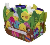 Design By Violet Easter Chick Large Gift Box for Easter Eggs with 83 Alphabet Stickers to Personalise - Cardboard Treat Box Basket for Chocolate Gifts, Egg Hunt Presents, Hamper Display