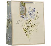 Design By Violet Forget Me Not Floral Design Large Gift Bag - Decorative Paper Wedding, Anniversary, Mother’s Day and Birthday Gift Bag for Her with Ribbon Handles