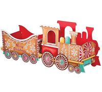 Design By Violet Gingerbread Christmas Train Gift Holder - Pack of 4 Cardboard Trains for Presents, Toys & Treats - Premium 1200GSM Build with 83 Alphabet Stickers for Personalised Christmas Displays