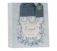 Design By Violet Happy Couple Medium Gift Bag - Decorative Paper Wedding Gift Bag with Ribbon Handles and Assorted Gift Tags for Mr and Mr, Mrs and Mrs, Mr and Mrs Weddings