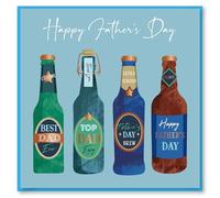 Design By Violet Happy Father's Day Greeting Card for Dad Gift Present Blank Inside With Blue Envelope Stylish Beer Design 15cm x 15cm