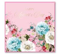Design By Violet Happy Mother's Day Greeting Card for Mum Gift Present Blank Inside With Pink Envelope Stylish Traditional Floral Design 15cm x 15cm