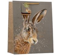 Design By Violet Hare Large Gift Bag | Decorative paper gift bag with ribbon handles. Ideal for birthdays, celebrations, hare lovers and special occasions.