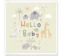 Design By Violet Hello Baby Greeting Card Baby Shower New Born New Baby Card Thoughtful Present Blank Inside With White Envelope Stylish Design 15cm x 15cm