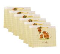 Design By Violet Hello Baby Highland Cow Large Shopper Bags Pack of 6 | 6 decorative paper shopper gift bags. Ideal for baby showers, new baby gifts, christenings and newborn celebrations.