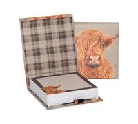 Design By Violet Highland Cow Note Block with Pen - 270 Page Desk Note Pad for Back to School and Animal Lovers