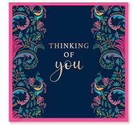 Design By Violet Indienne Thinking Of You Greeting Card For Her Him Love Best Wishes Thoughtful Present Blank Inside With Pink Envelope Stylish Floral Design 15cm x 15cm