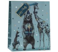 Design By Violet Let's Party Animal Paper Gift Bag With Gift Tag Presents Gift Bag For Him Happy Birthday Father's Day Gift Wrap Occasion Large