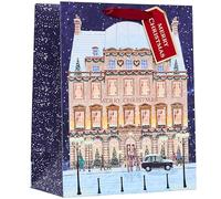 Design By Violet Merry Christmas Grand Hotel Design Gift Bag with Gift Tag - Large - Gift Bag for Christmas, Gift Wrap, Christmas Wrapping Paper, Xmas, Festive Gift Bag