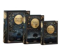 Design By Violet Moon Spells Decorative Book Box Set - Nest of 3 Halloween Celestial Storage Boxes with Magical Moon Artwork - Book-Style Keepsake Boxes for Spooky Decor, Storage or Gifting