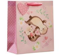 Design By Violet Mummy You Are Otterly Wonderful Mother’s Day Medium Gift Bag - Cute Otter Floral Gift Bag with Ribbon Handle for Mum Gifts