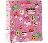 Design By Violet Party Time Kids Character Paper Gift Bag With Matching Gift Tag Blue Childs Happy Birthday Kids Gift Wrap Occasion Present Medium