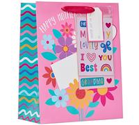 Design by Violet Personalise Your Own Happy Mother’s Day Gift Bag with Stickers and Gift Tag for Mother's Day, Mum, Grandma, Mummy, Floral Print - Large Size