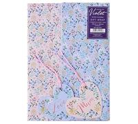 Design By Violet Pink and Blue Floral Gift Wrap Paper For Mother’s Day, Mum, Birthday, Occasions, Presents - 2 Sheets & 2 Gift Tags - Lovely Mum, Love, Mother - 50cm x 70cm