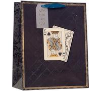 Design By Violet Playing Card Design Large Gift Bag - Decorative Paper Gift Bag with Ribbon Handles for Father’s Day, Men’s Birthday and Male Birthday Celebrations
