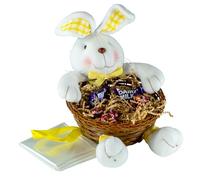 Design By Violet Plush Easter Bunny Hamper Basket Set Create Your Own Gift Box Present Easter Egg Includes Shredded Paper, Hamper Bag & Ribbon
