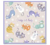 Design By Violet Purrfect Pets Crazy Cat Lady Greeting Card For Her Him Love Best Wishes Present Blank Inside With Purple Envelope Stylish Cat Themed Design 15cm x 15cm